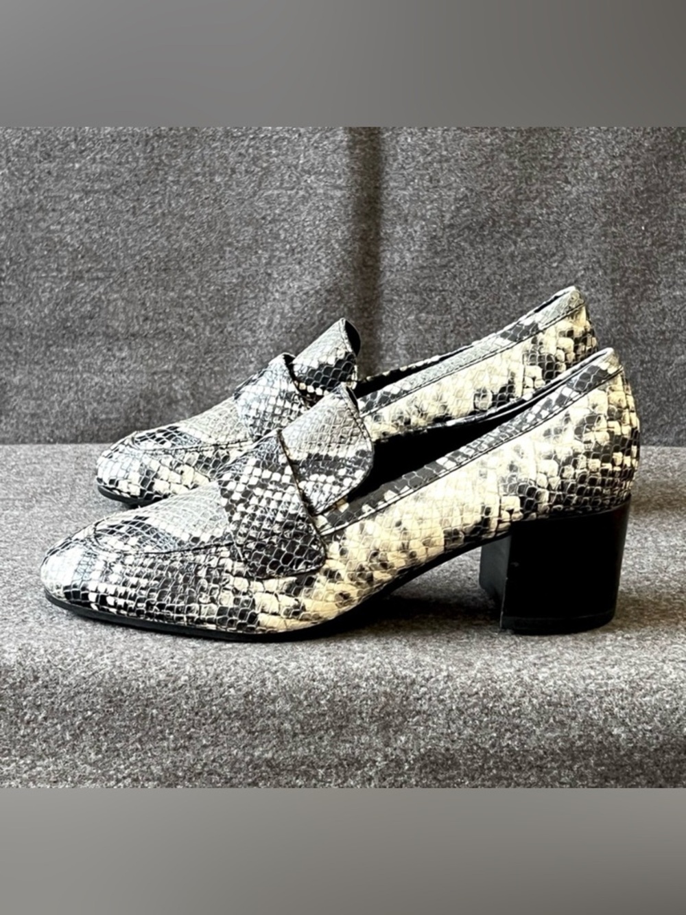 Marc Fisher Snake Print Block Heel Loafers NWOT